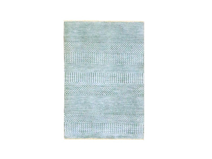 Grey 2'0" x 19'0" Modern and Contemporary Hand knotted Wool Rug - Sku: O076650