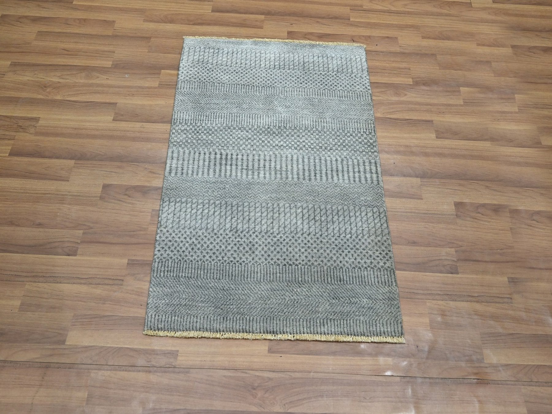 Modern / Contemporary hand-knotted wool rug in Gray, 2' x 19' — SKU O076650 (view 2)