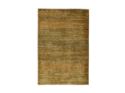 Brown 2'0" x 3'0" Modern and Contemporary Hand knotted Wool Rug - Sku: O076651