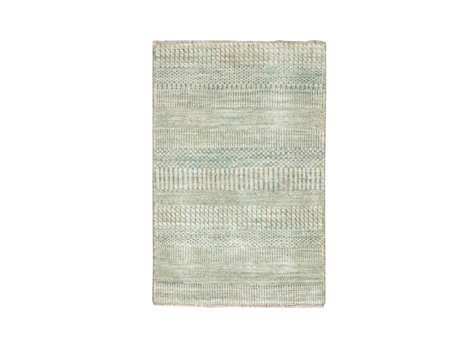 Beige 2'0" x 3'0" Modern and Contemporary Hand knotted Wool Rug - Sku: O076652