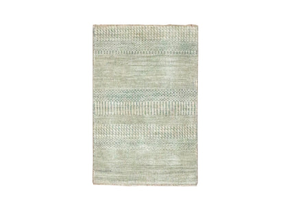 Beige 2'0" x 3'0" Modern and Contemporary Hand knotted Wool Rug - Sku: O076652