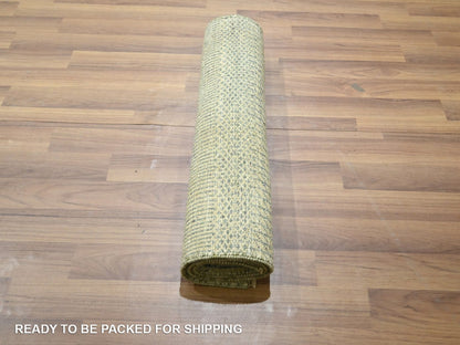 Beige 2'0" x 3'0" Modern and Contemporary Hand knotted Wool Rug - Sku: O076652