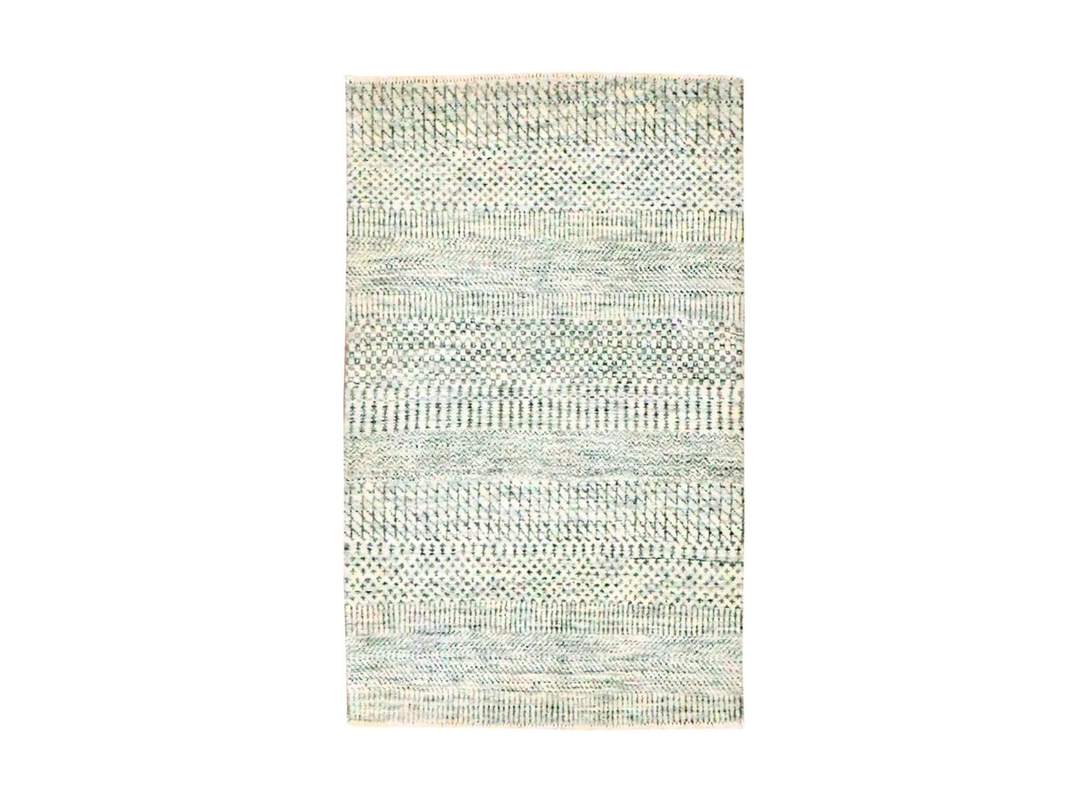 Modern / Contemporary hand-knotted wool rug in Ivory, 2' x 3' — SKU O076653