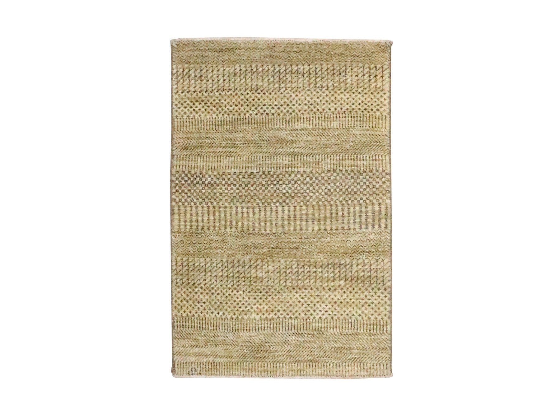 Brown 2'0" x 3'0" Modern and Contemporary Hand knotted Wool Rug - Sku: O076655