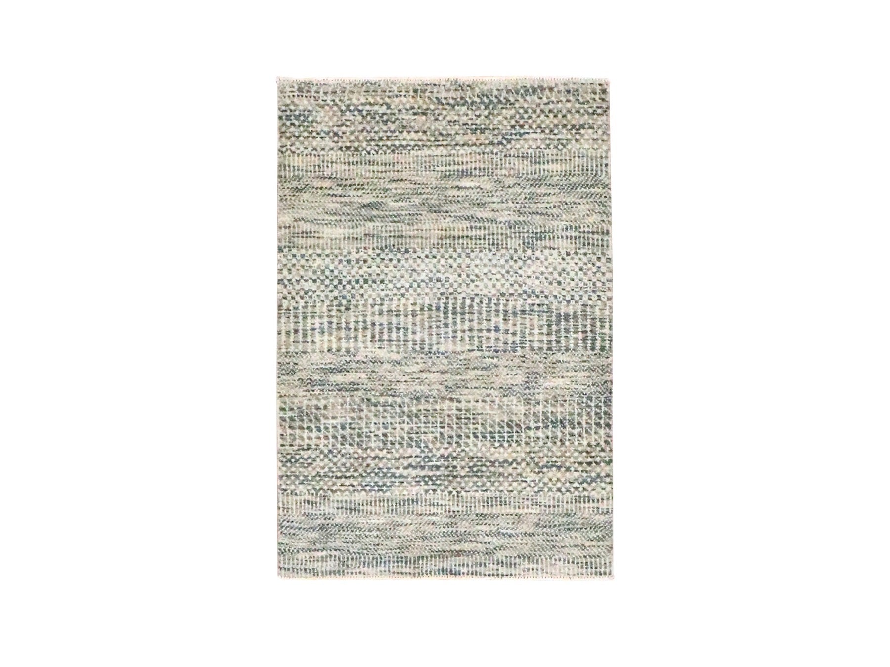 Beige 2'0" x 3'0" Modern and Contemporary Hand knotted Wool Rug - Sku: O076657