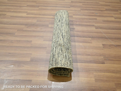 Beige 2'0" x 3'0" Modern and Contemporary Hand knotted Wool Rug - Sku: O076657