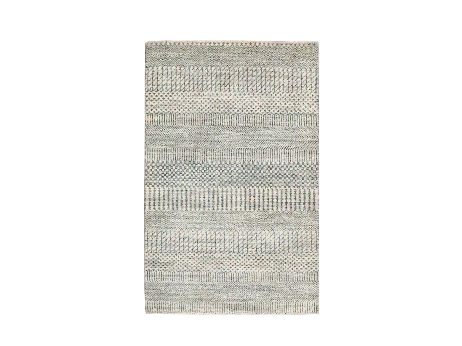 Beige 2'0" x 3'0" Modern and Contemporary Hand knotted Wool Rug - Sku: O076658