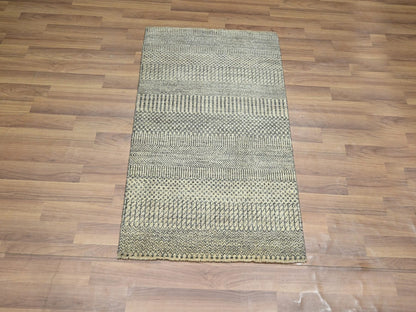 Beige 2'0" x 3'0" Modern and Contemporary Hand knotted Wool Rug - Sku: O076658