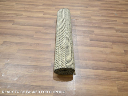 Beige 2'0" x 3'0" Modern and Contemporary Hand knotted Wool Rug - Sku: O076658