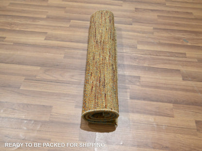 Brown 2'0" x 3'0" Modern and Contemporary Hand knotted Wool Rug - Sku: O076661