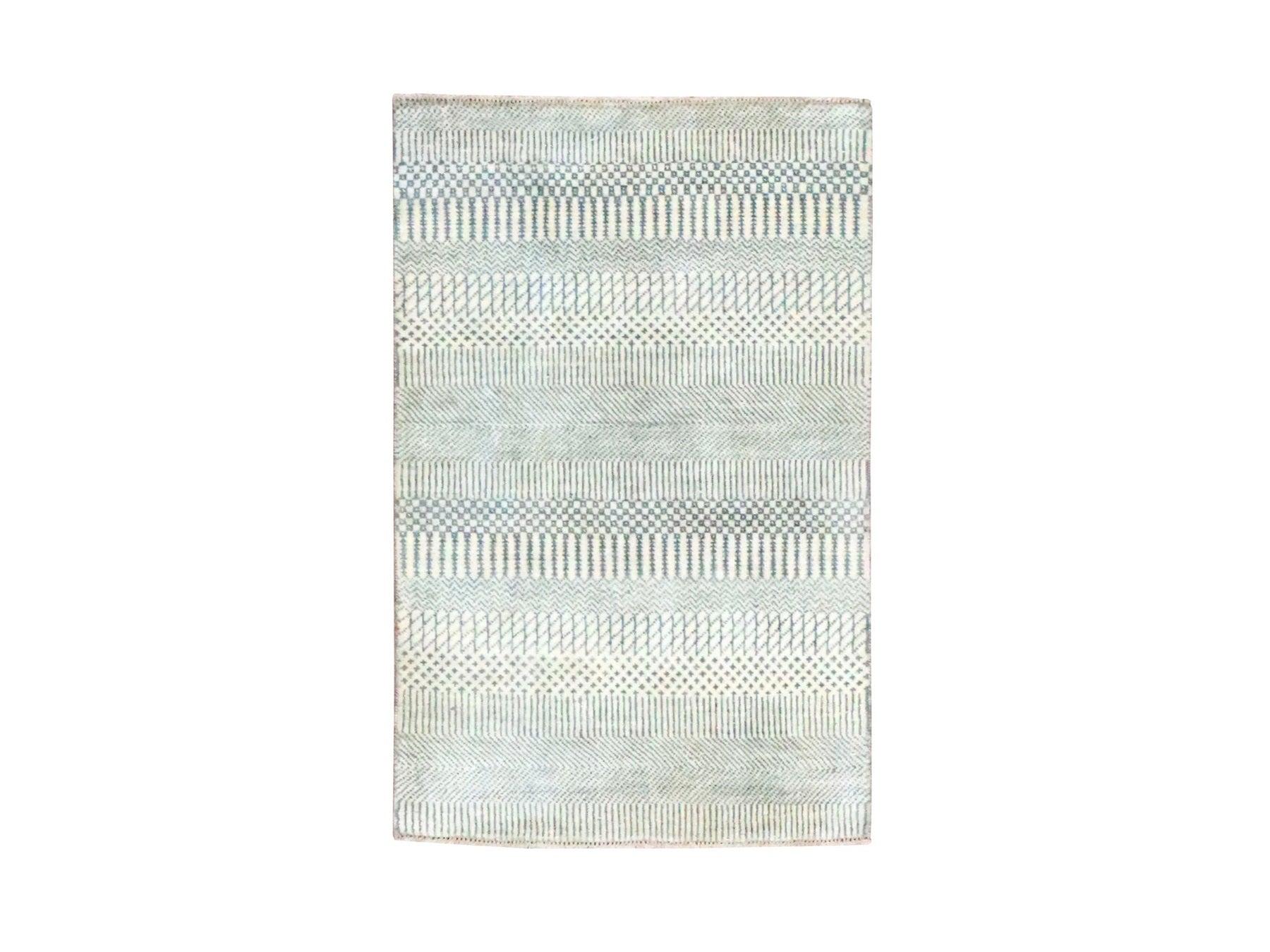 Grey 2'0" x 3'0" Modern and Contemporary Hand knotted Wool Rug - Sku: O076664