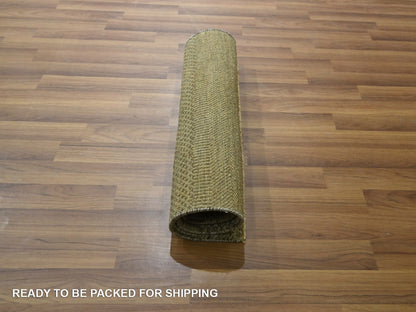 Beige 2'0" x 3'0" Modern and Contemporary Hand knotted Wool Rug - Sku: O076666