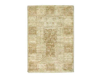 Beige 2'0" x 3'0" Transitional Hand knotted Wool Rug - Sku: O076675