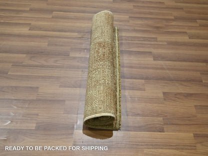 Beige 2'0" x 3'0" Transitional Hand knotted Wool Rug - Sku: O076675