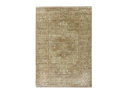 Brown 2'0" x 3'0" Transitional Hand knotted Wool/Silk Rug - Sku: O076677