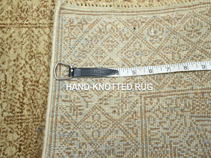 Brown 2'0" x 3'0" Transitional Hand knotted Wool/Silk Rug - Sku: O076677