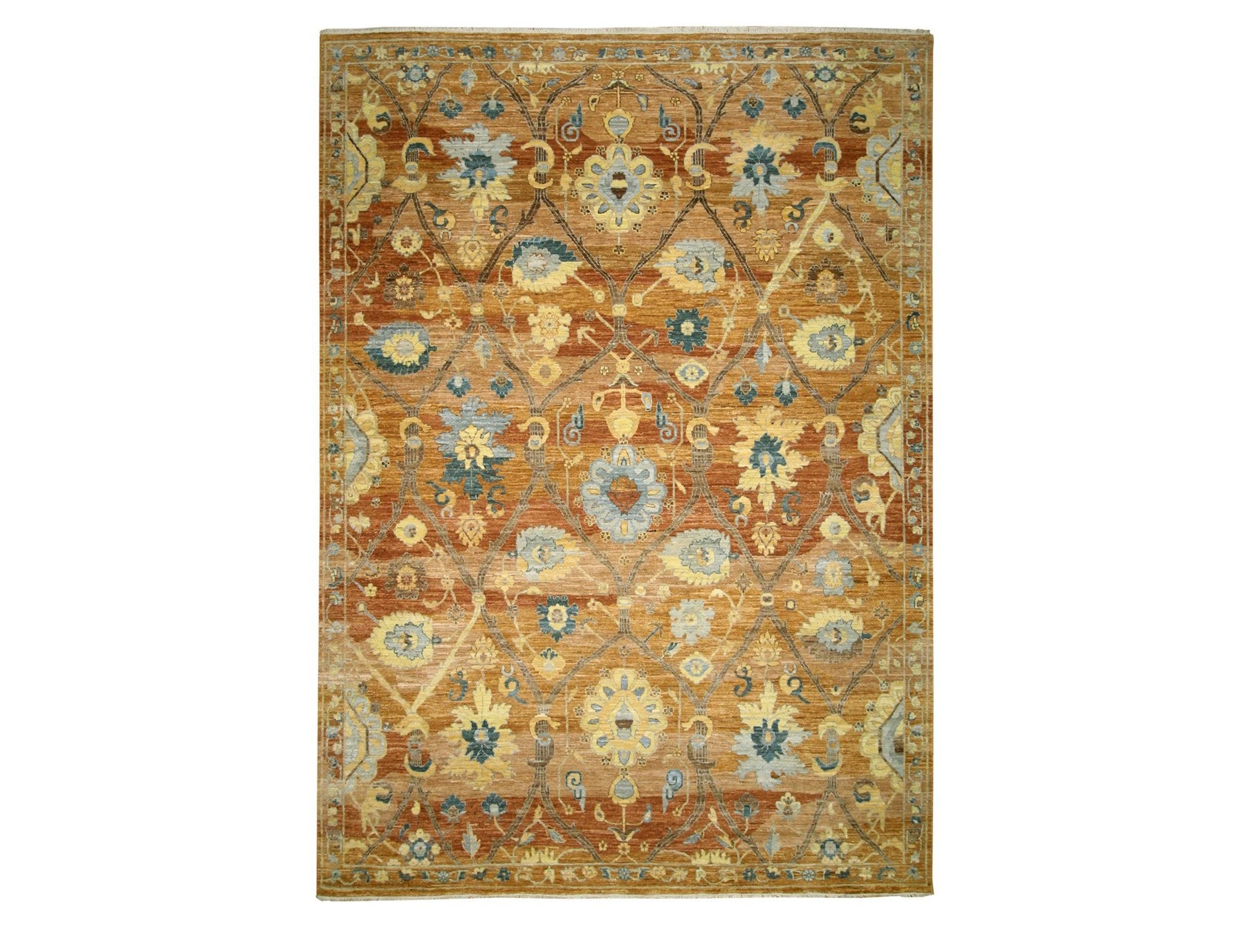 Oushak hand-knotted wool rug in Red, 8'9" x 11'11" — SKU O076685