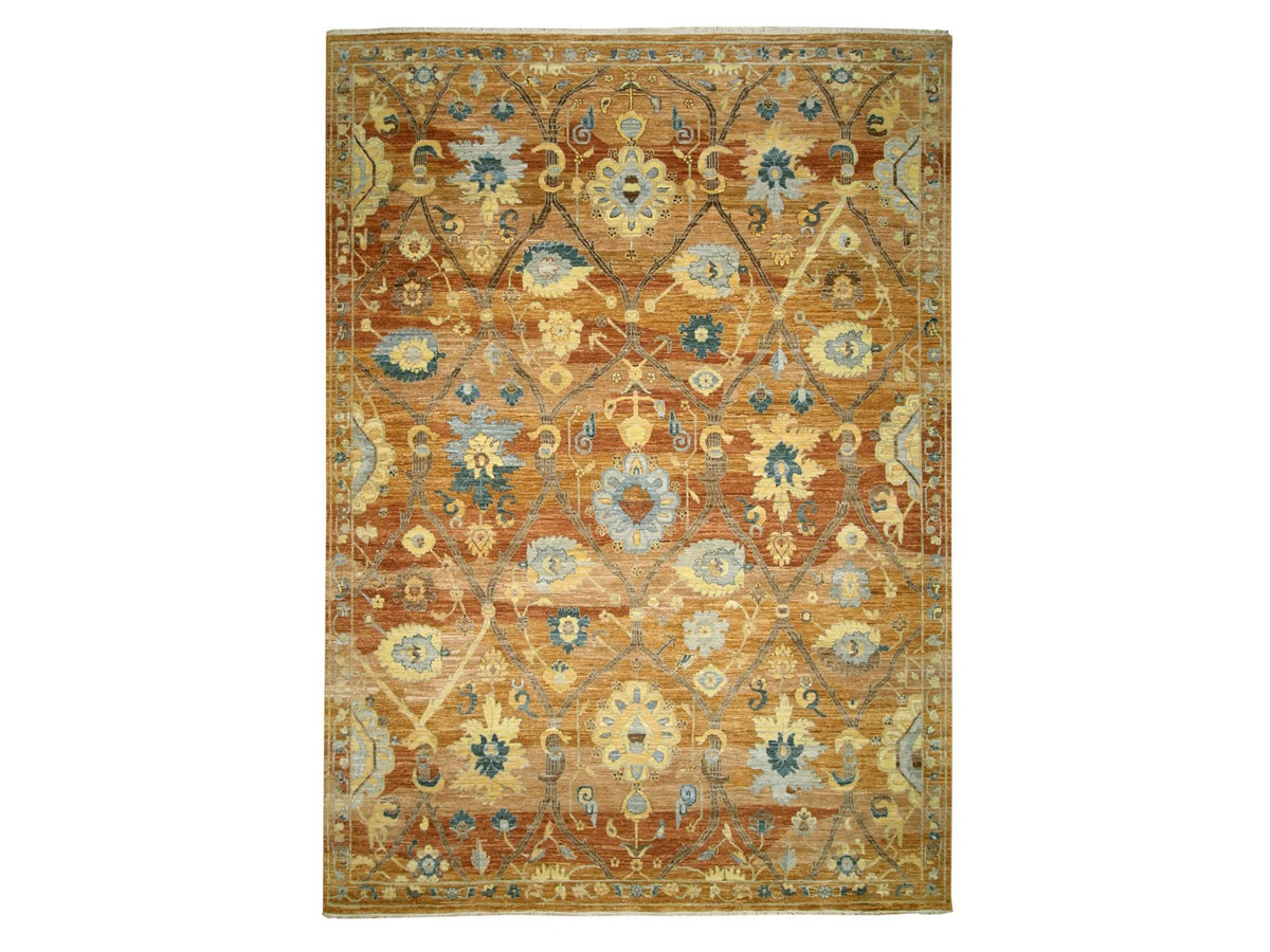 Oushak hand-knotted wool rug in Red, 8'9" x 11'11" — SKU O076685