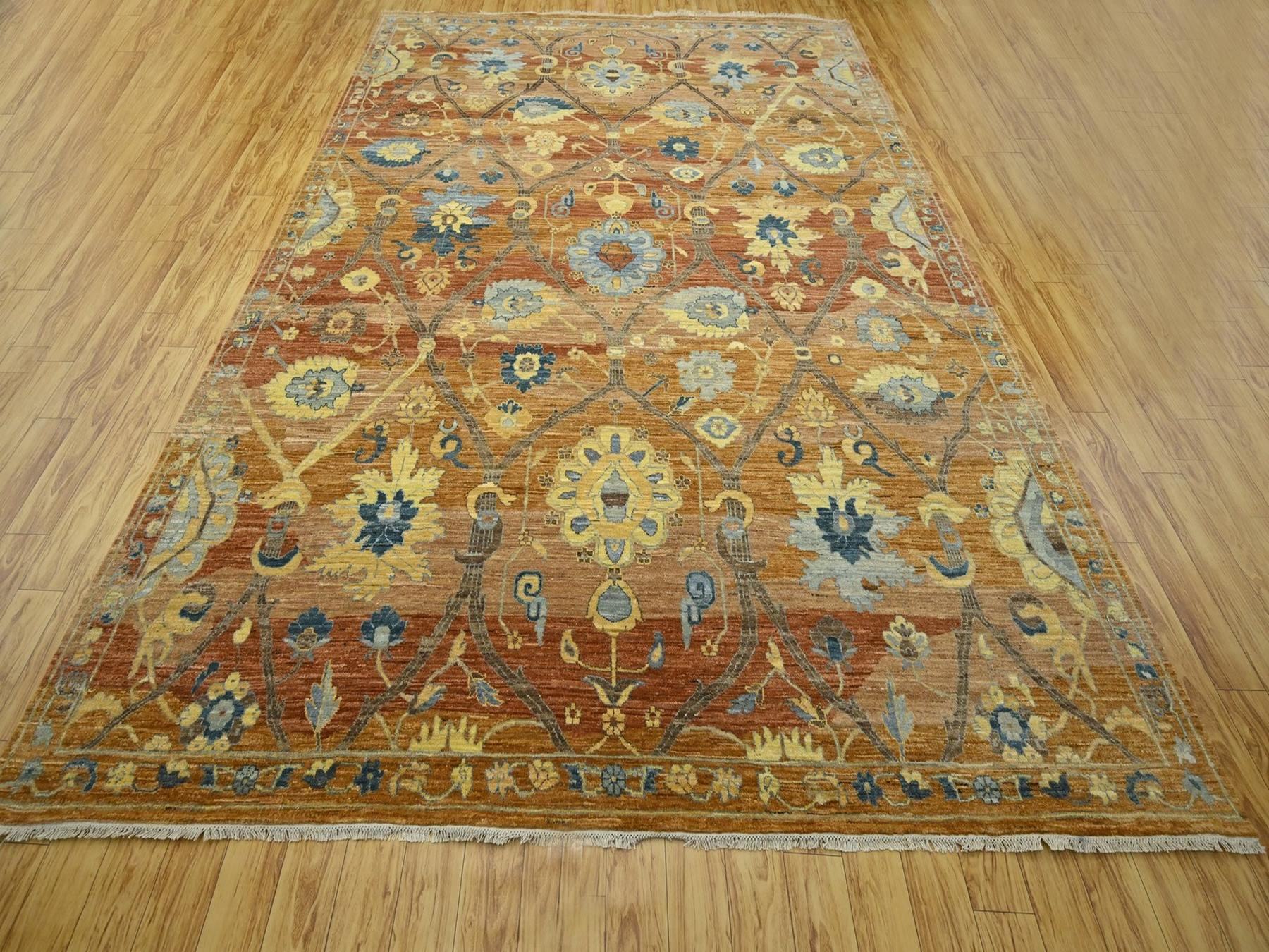 Oushak hand-knotted wool rug in Red, 8'9" x 11'11" — SKU O076685 (view 2)