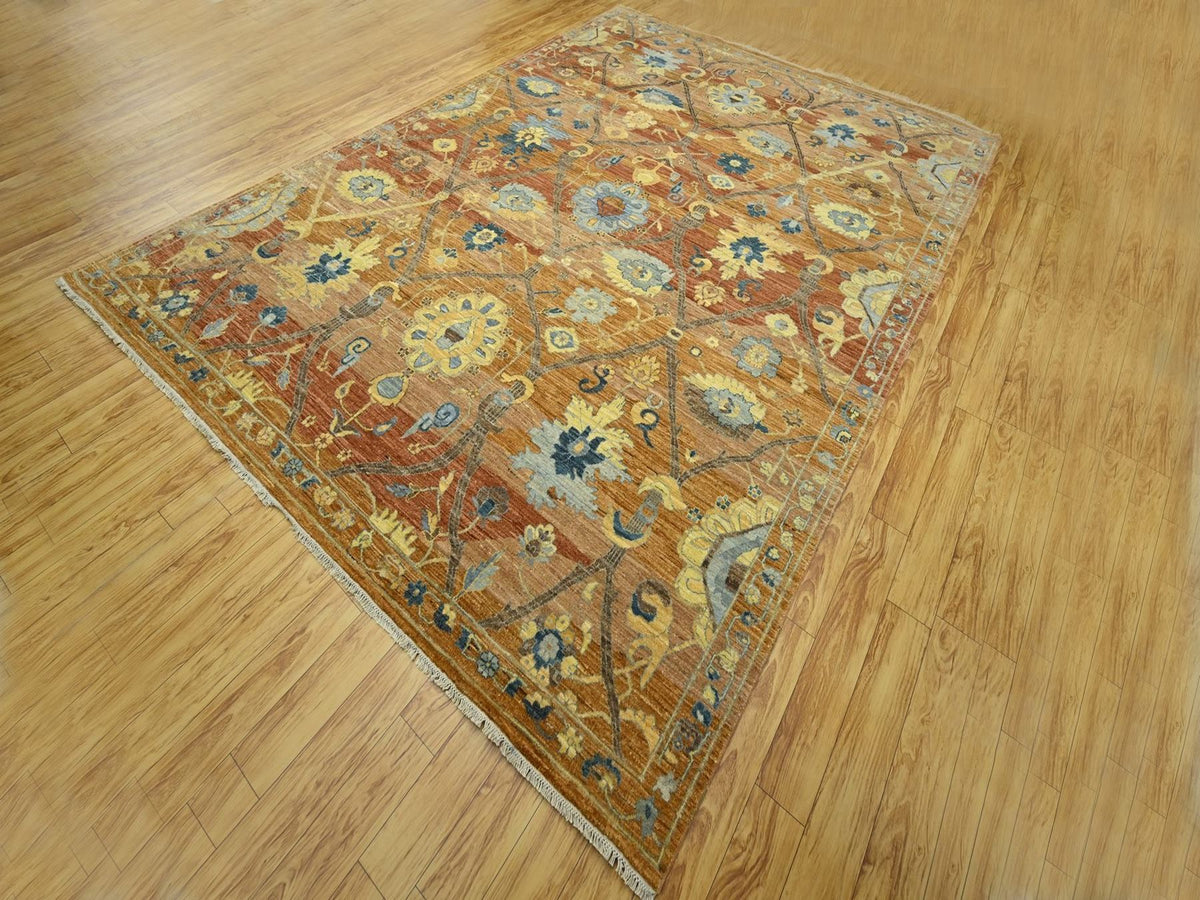 Oushak hand-knotted wool rug in Red, 8'9" x 11'11" — SKU O076685 (view 3)