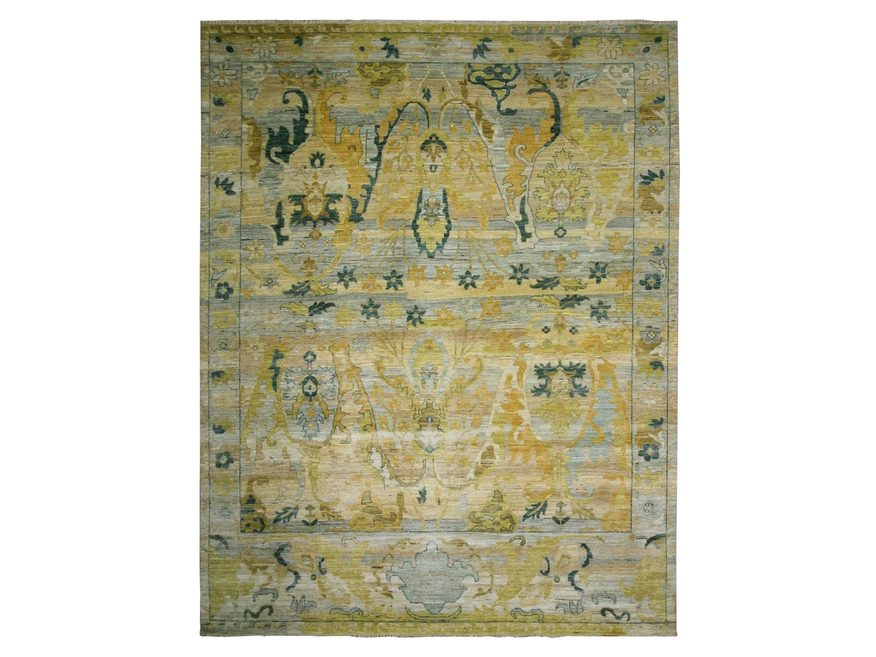 Oushak hand-knotted wool rug in Gray, 9'1" x 12'1" — SKU O076687