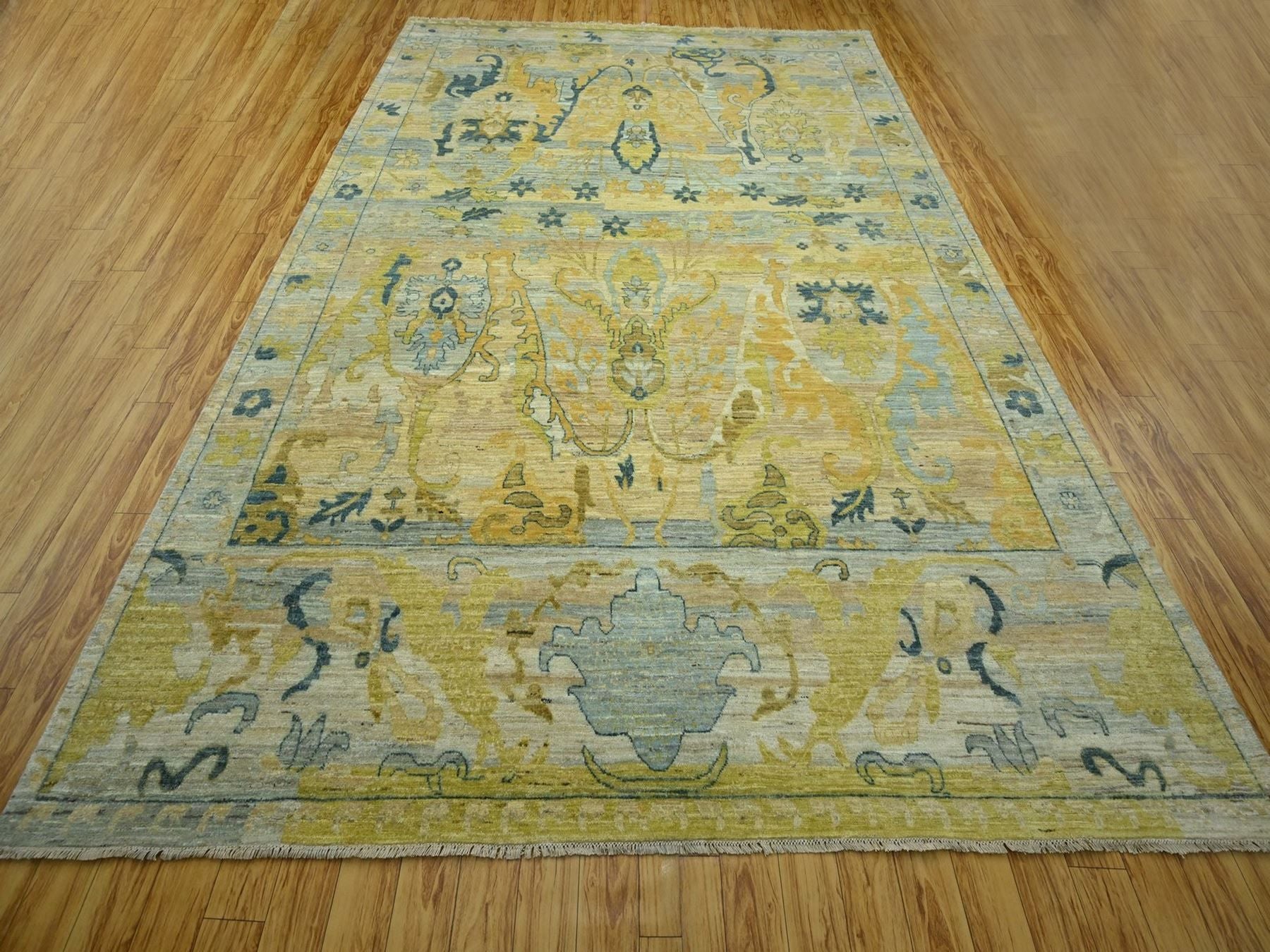 Oushak hand-knotted wool rug in Gray, 9'1" x 12'1" — SKU O076687 (view 2)
