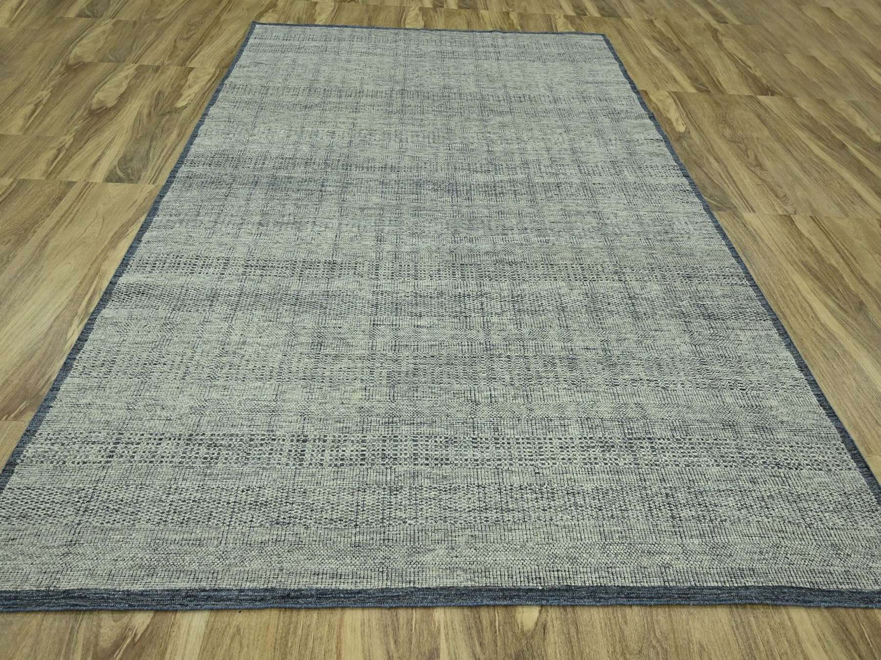 Blue 8'10" x 11'10" Modern and Contemporary Hand knotted Wool Rug - Sku: O076695