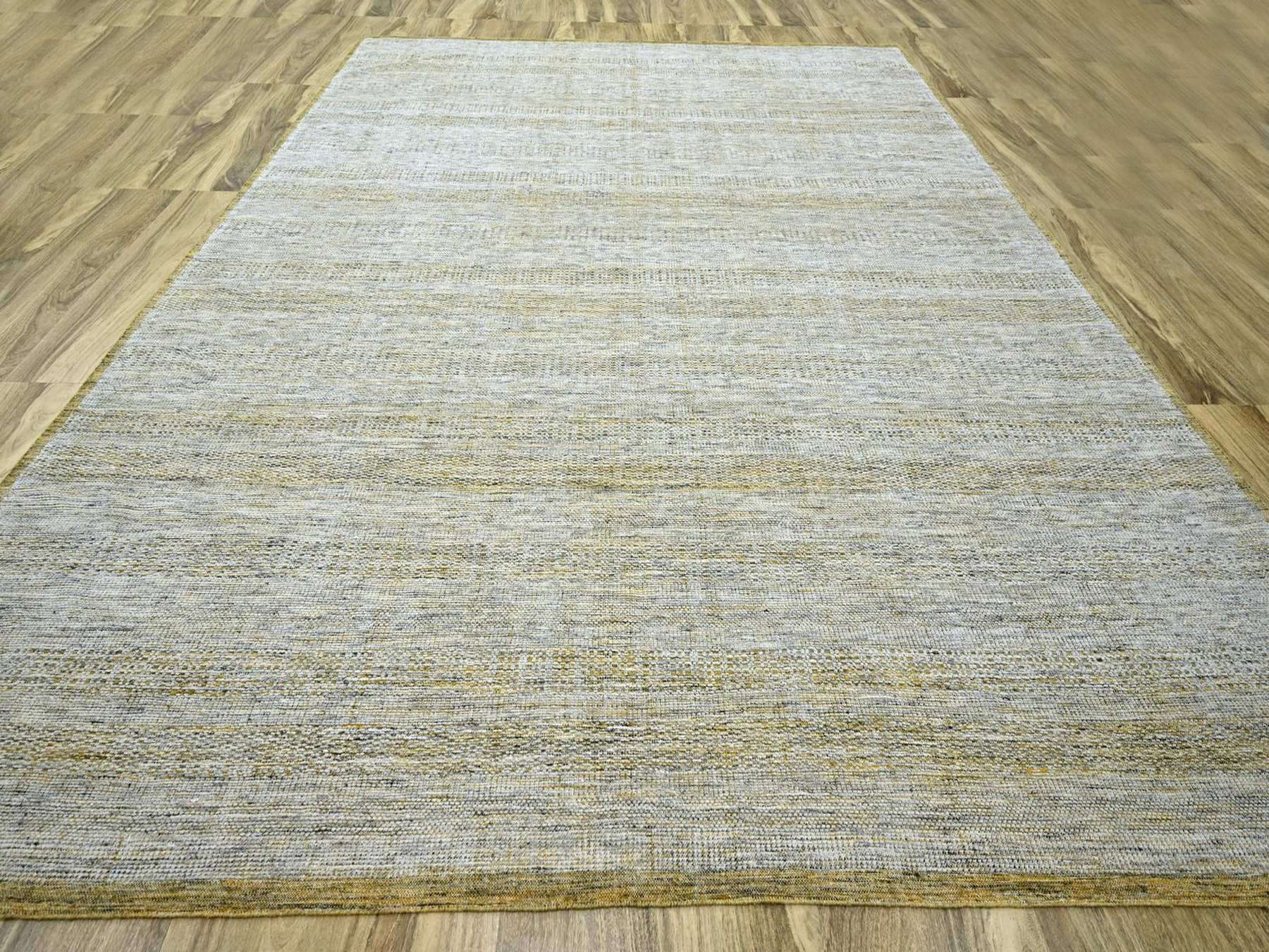 Modern / Contemporary hand-knotted wool rug in Yellow, 11'11" x 14'10" — SKU O076704 (view 2)