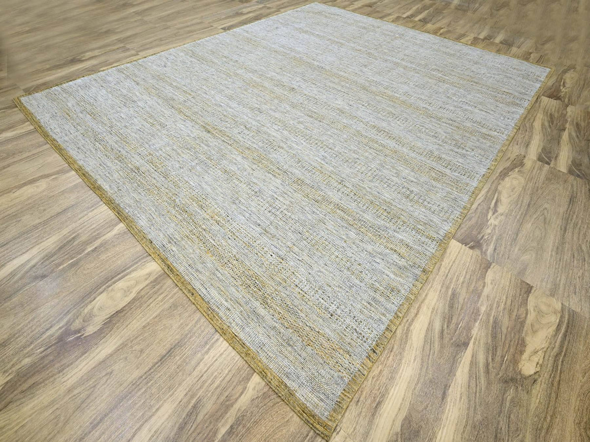 Modern / Contemporary hand-knotted wool rug in Yellow, 11'11" x 14'10" — SKU O076704 (view 3)