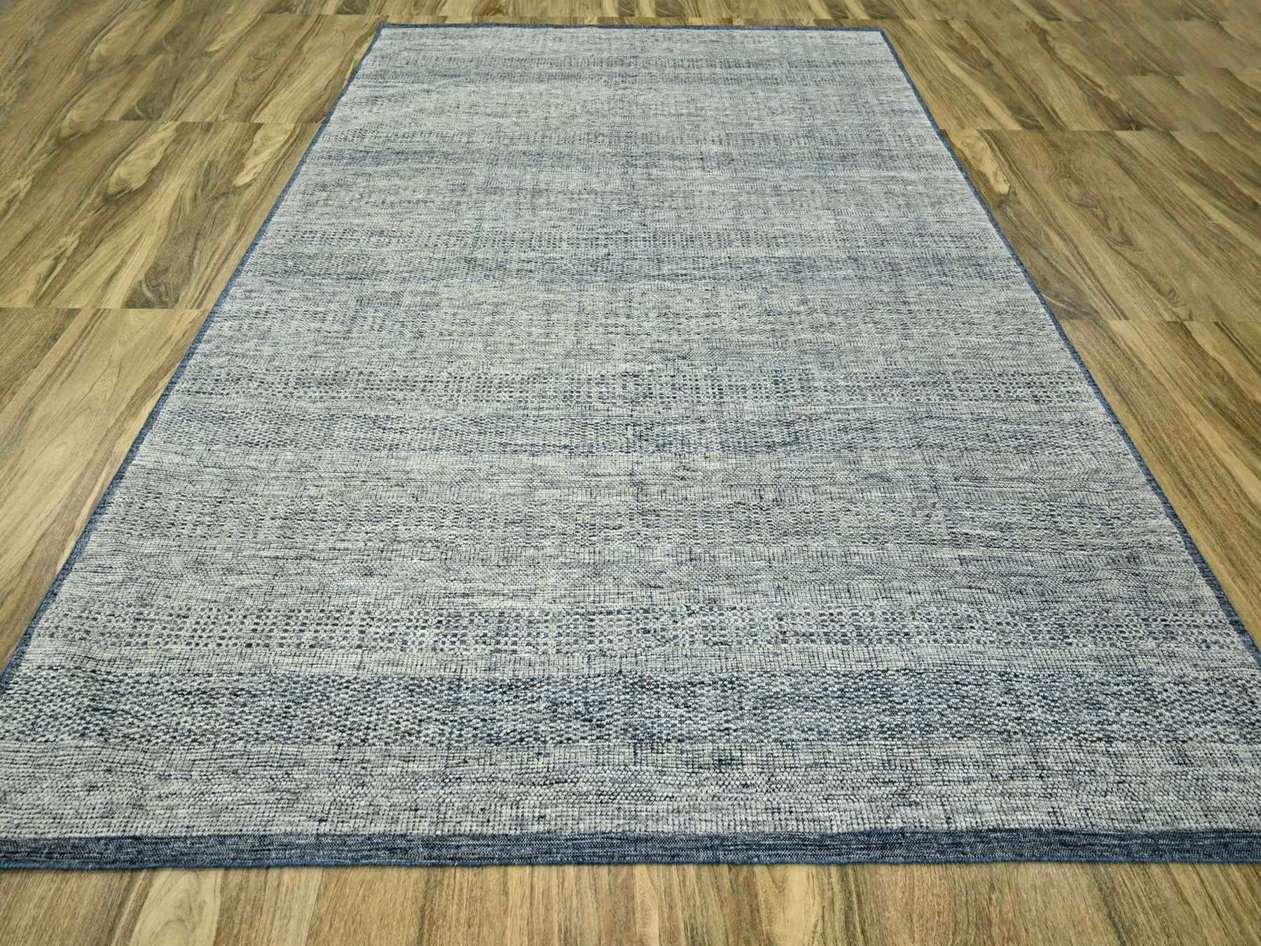 Blue 8'10" x 12'1" Modern and Contemporary Hand knotted Wool Rug - Sku: O076707
