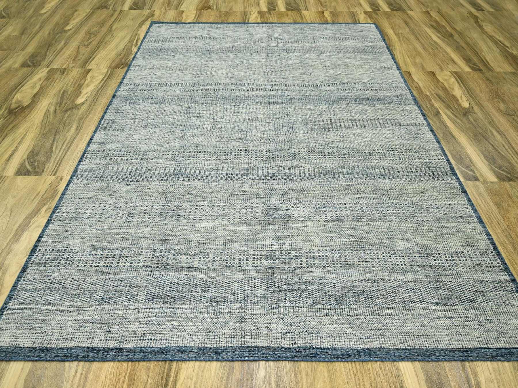 Blue 7'10" x 9'11" Modern and Contemporary Hand knotted Wool Rug - Sku: O076708