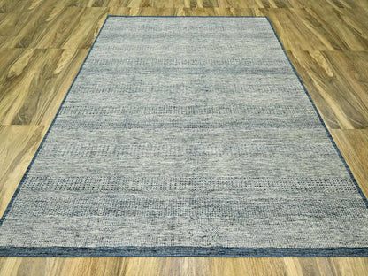 Blue 7'10" x 9'11" Modern and Contemporary Hand knotted Wool Rug - Sku: O076708