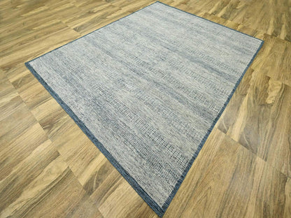 Blue 7'10" x 9'11" Modern and Contemporary Hand knotted Wool Rug - Sku: O076708