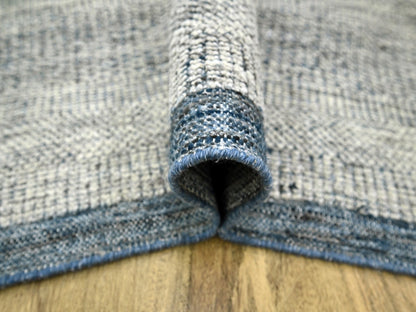 Blue 7'10" x 9'11" Modern and Contemporary Hand knotted Wool Rug - Sku: O076708