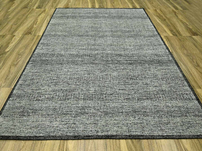 Black 8'3" x 9'11" Modern and Contemporary Hand knotted Wool Rug - Sku: O076711