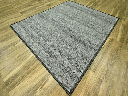 Black 8'3" x 9'11" Modern and Contemporary Hand knotted Wool Rug - Sku: O076711