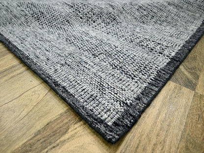 Black 8'3" x 9'11" Modern and Contemporary Hand knotted Wool Rug - Sku: O076711