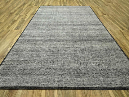 Black 10'0" x 13'11" Modern and Contemporary Hand knotted Wool Rug - Sku: O076713