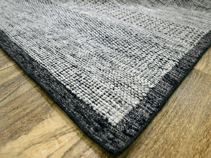 Black 10'0" x 13'11" Modern and Contemporary Hand knotted Wool Rug - Sku: O076713