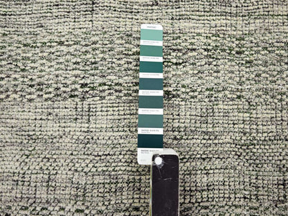 Green 9'10" x 9'11" Modern and Contemporary Hand knotted Wool Rug - Sku: O076719