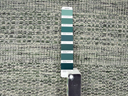 Modern / Contemporary hand-knotted wool rug in Green, 11'10" x 11'11" — SKU O076720 (view 7)