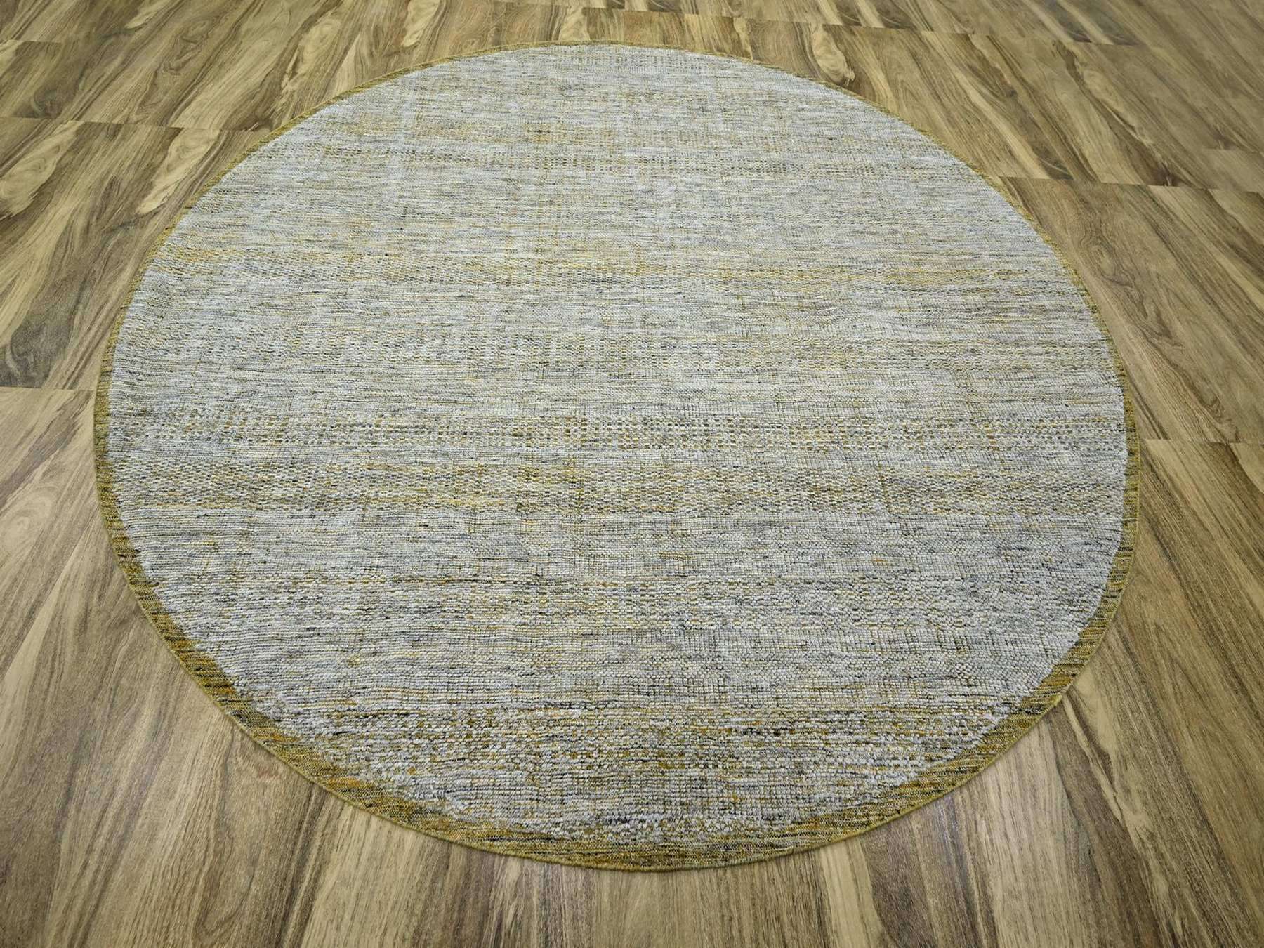 Modern / Contemporary hand-knotted wool rug in Yellow, 9'11" x 10' — SKU O076722 (view 2)