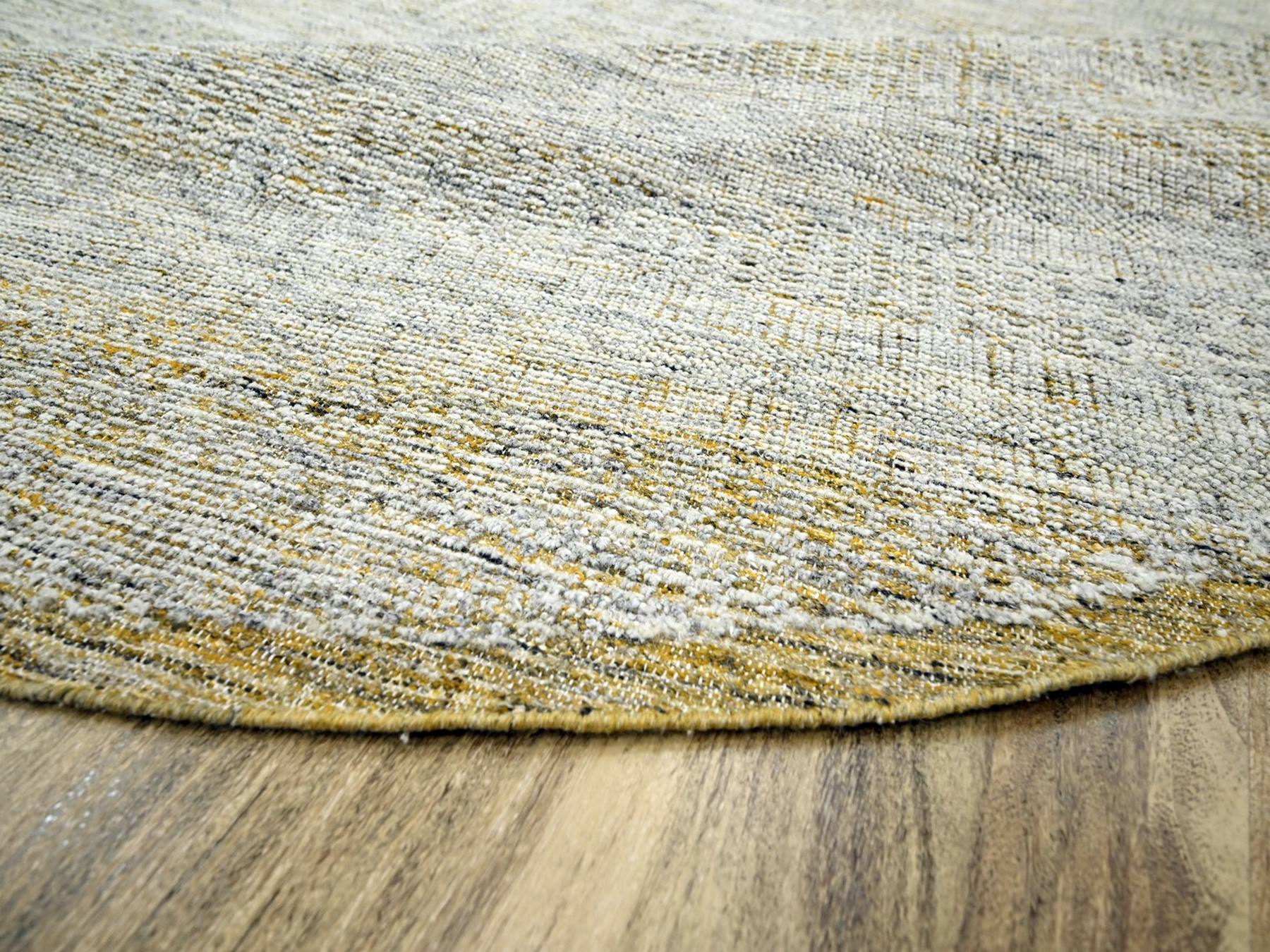 Modern / Contemporary hand-knotted wool rug in Yellow, 9'11" x 10' — SKU O076722 (view 6)