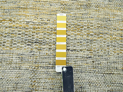 Modern / Contemporary hand-knotted wool rug in Yellow, 9'11" x 10' — SKU O076722 (view 7)