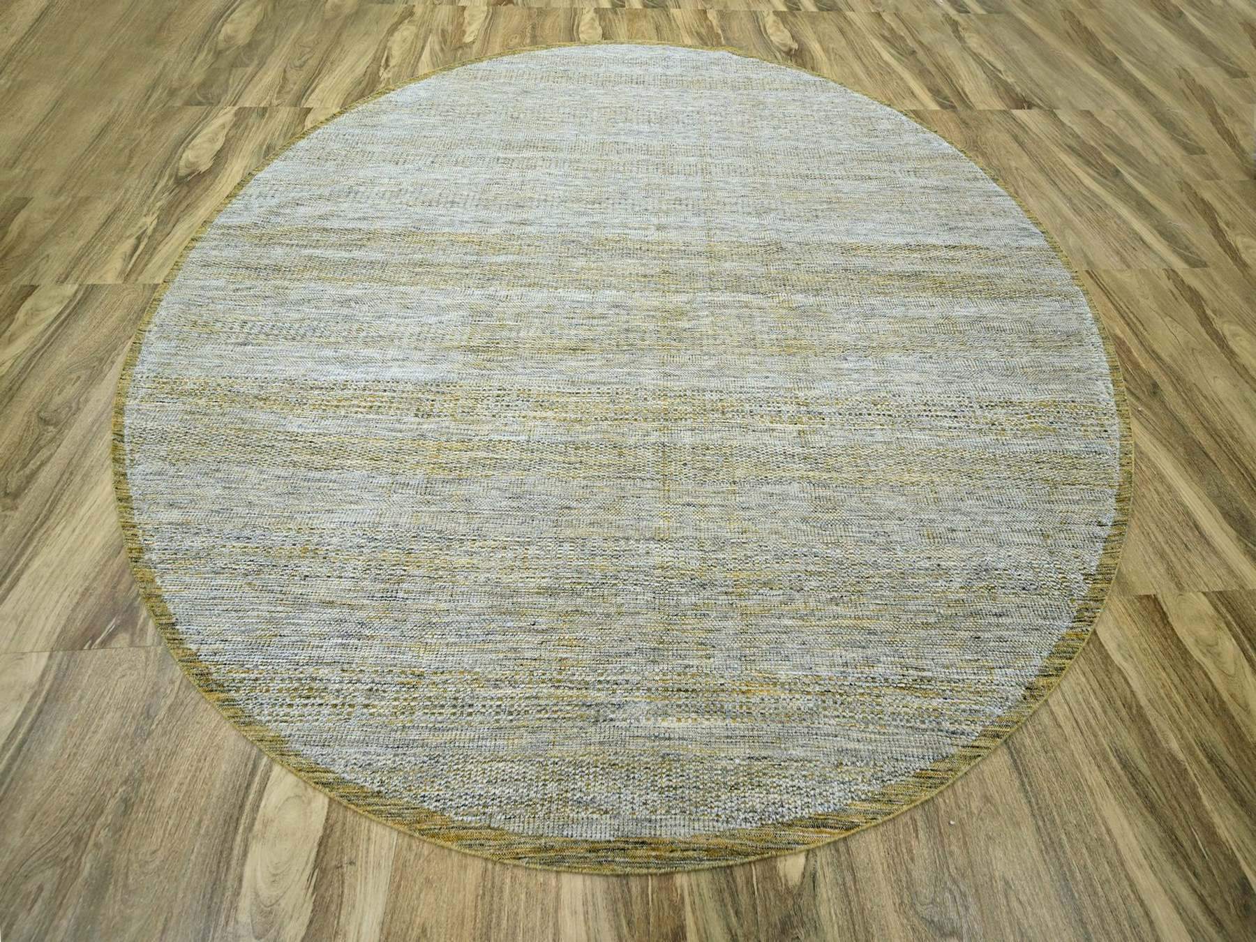 Modern / Contemporary hand-knotted wool rug in Yellow, 11'10" x 11'10" — SKU O076728 (view 2)