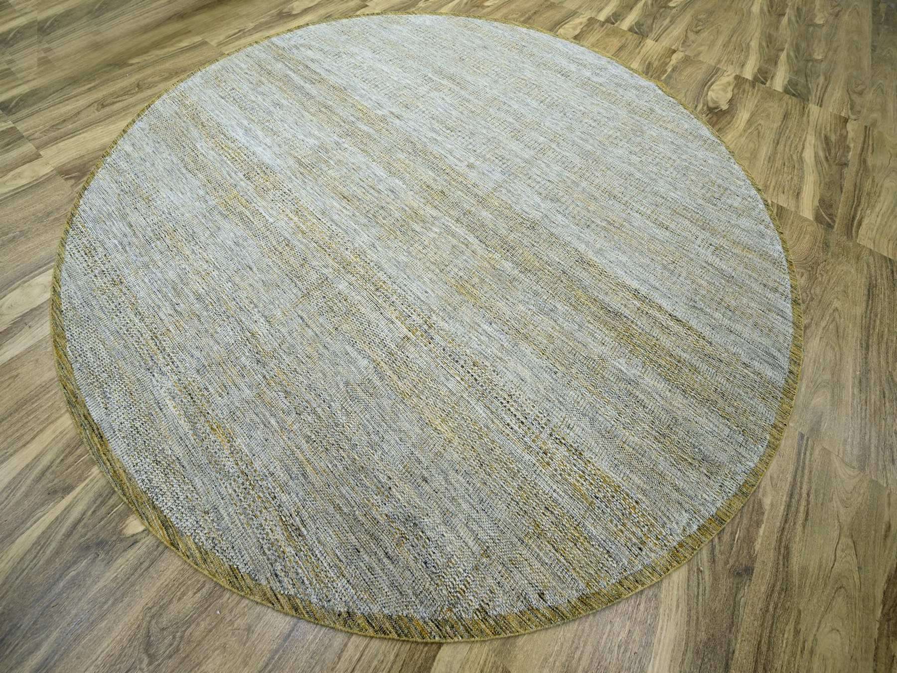 Modern / Contemporary hand-knotted wool rug in Yellow, 11'10" x 11'10" — SKU O076728 (view 3)