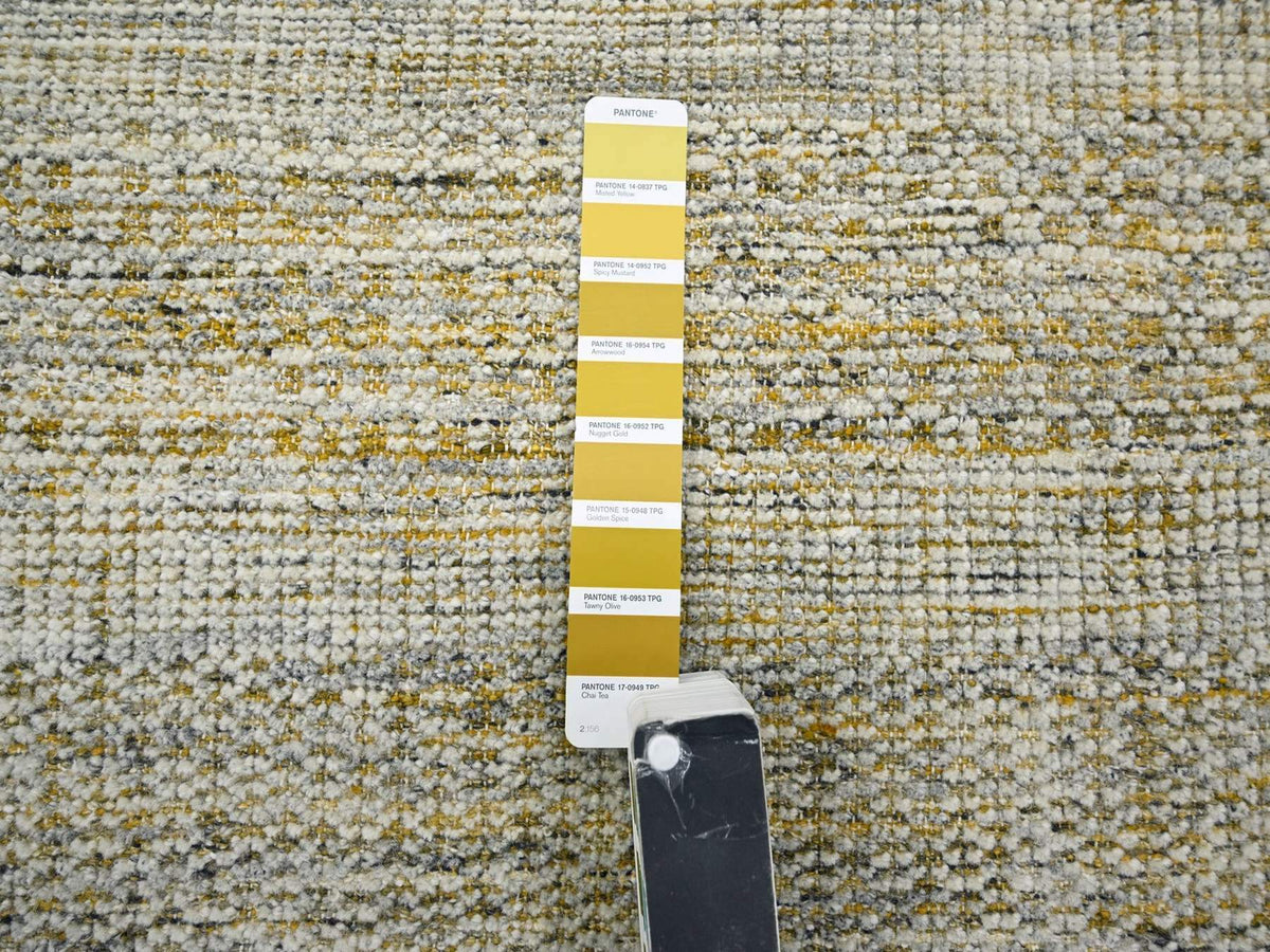 Modern / Contemporary hand-knotted wool rug in Yellow, 11'10" x 11'10" — SKU O076728 (view 7)