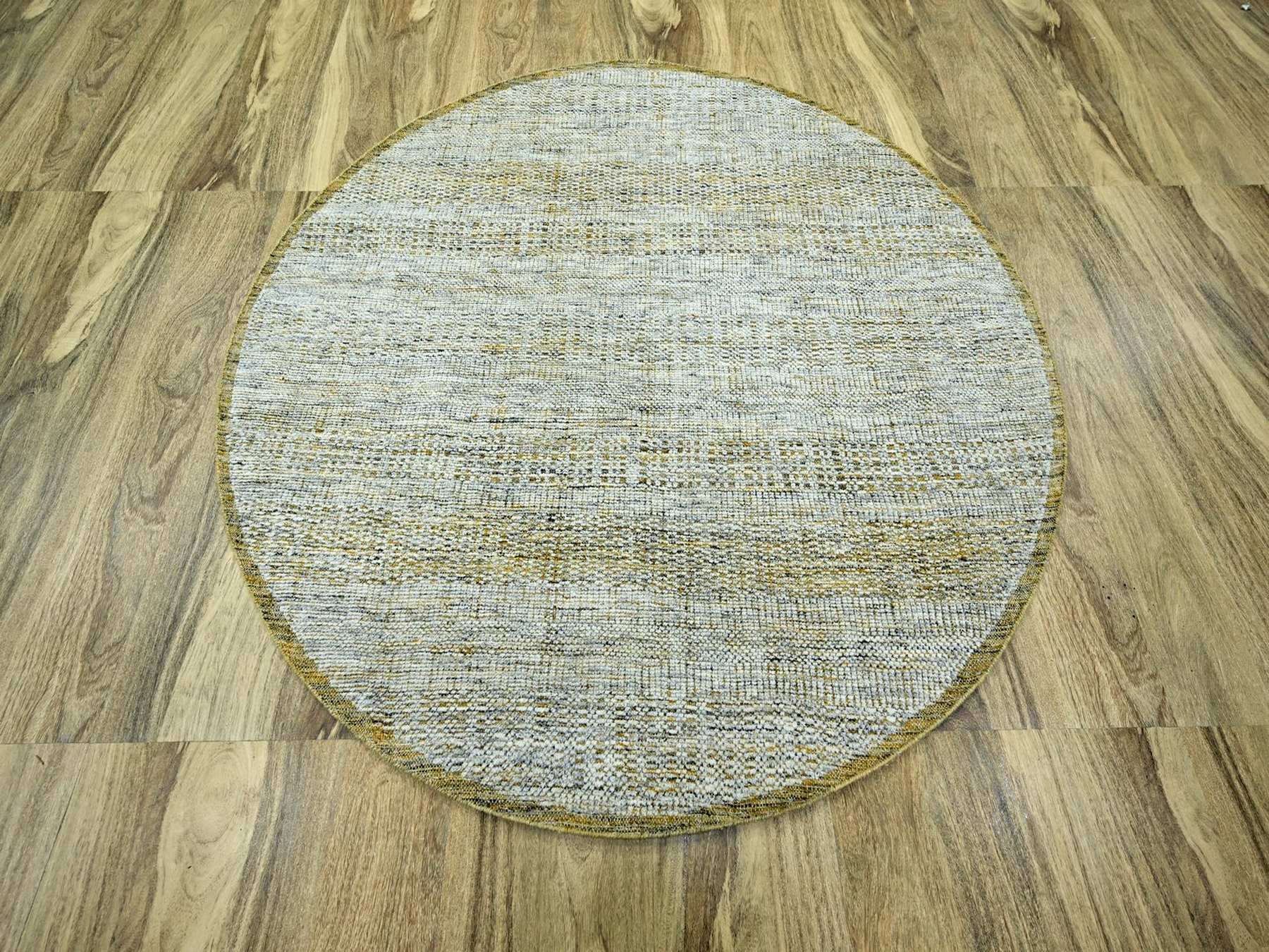 Modern / Contemporary hand-knotted wool rug in Yellow, 6' x 6' — SKU O076731 (view 2)