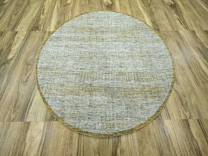 Modern / Contemporary hand-knotted wool rug in Yellow, 6' x 6' — SKU O076731 (view 2)