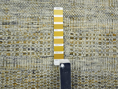 Modern / Contemporary hand-knotted wool rug in Yellow, 6' x 6' — SKU O076731 (view 4)